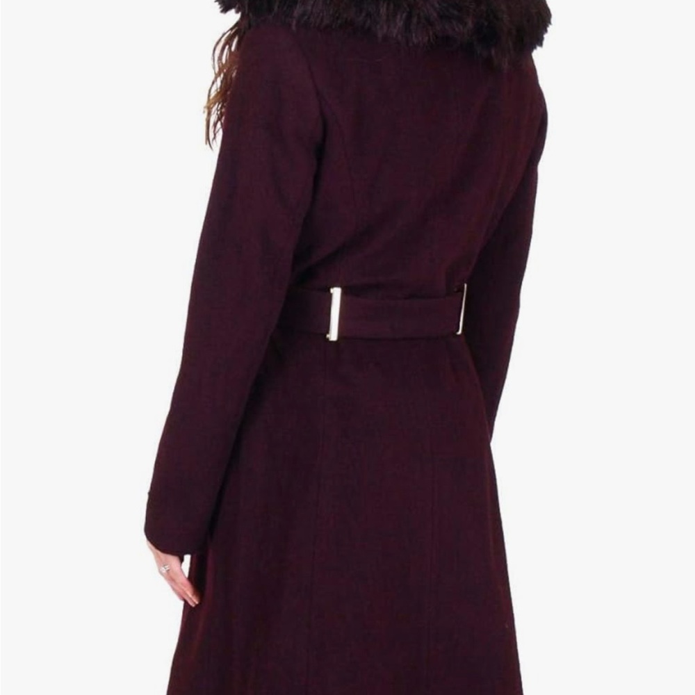 Tahari Burgundy Belted Coat - Picture 2 of 2